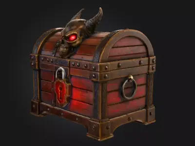 Demonic Skull Treasure Chest Low-poly 3D model