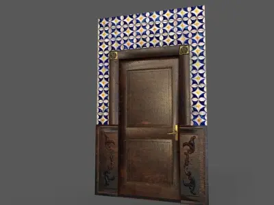 Old Wood Door Tiles Low-poly 3D model