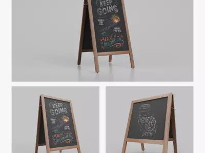 Customizable Affordable Wooden A-Frame Signs 3D Model Pack