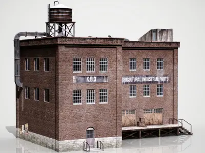 Industrial building 001 Low-poly 3D model