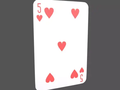 Poker Cards Heart 5 V1 001 Low-poly 3D model