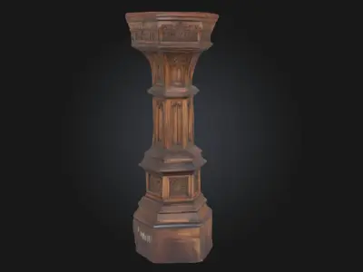 Gothic Wooden Pedestal  Ornate Relic of Dark Elegance 3D model