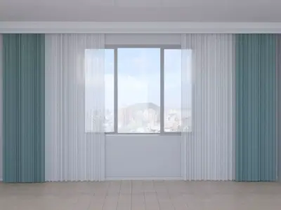 curtain-tulle pair of doors Free low-poly 3D model