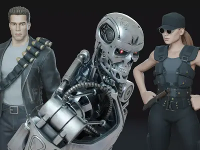 Terminator Characters T-800 Sarah Connor 3D Model Pack