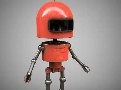 A low-poly 3D modelof a robot of three types Low-poly 3D model