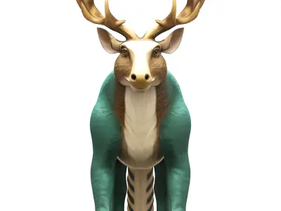 Turquoise Forest Guardian - Fantasy Deer Sculpture Free 3D print model