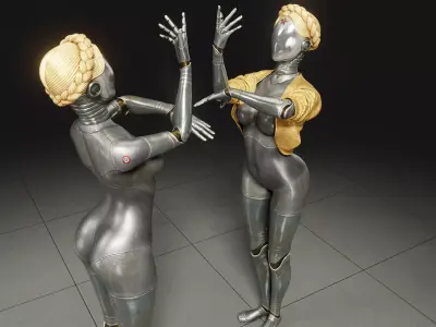 Ballerina Robot Twins - Atomic Heart - Rigged 3D model