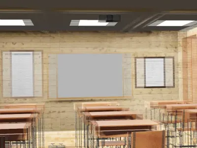 classroom 12place for physics Low-poly 3D model