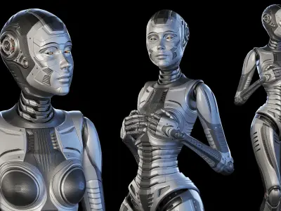 FUTURISTIC ROBOT WOMAN  - Advanced Edition - RIGGED  3D model