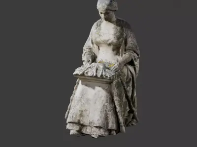 french classical sitting woman statue Low-poly 3D model