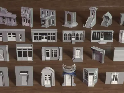 Building Facade Collection 1 - 25 pieces 3D model