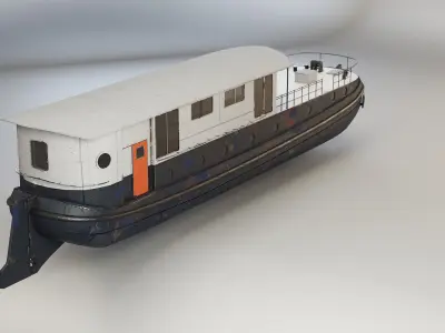  Aged Dutch Barge Houseboat 3D Model Modern Floating Home 