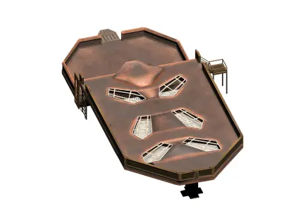 Sci-fi metal platform Low-poly 3D model