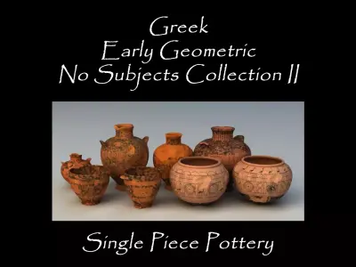 Greek Early Geometric No Subjects Col II Single Piece Pottery 3D model
