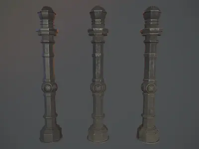 Barrier Bollard Pack 2 v3 Black Three Texture Options Low-poly 3D model