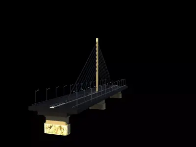 Single suspended bridge 3D model