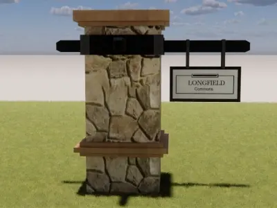  3D Landscape Tall Metal Monument Dynamic Sign Design 3D model