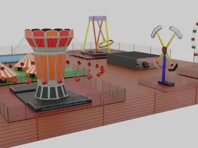 Amusement Park Low-poly 3D model