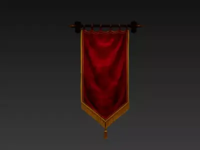 Medieval Wall Banner Cloth - PBR Decorative Hanging Flag Low-poly 3D model