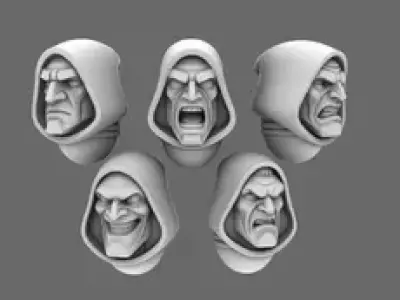 Space Knights V10 Hooded Exposed Heads Type A 3D print model