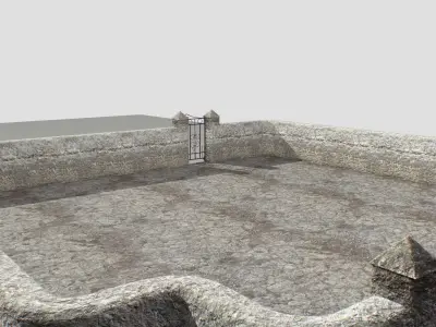 Stone wall 4 Low-poly 3D model