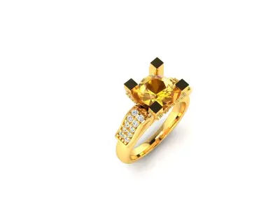 Women Solitaire Engagement Wedding Ring 3D print model get