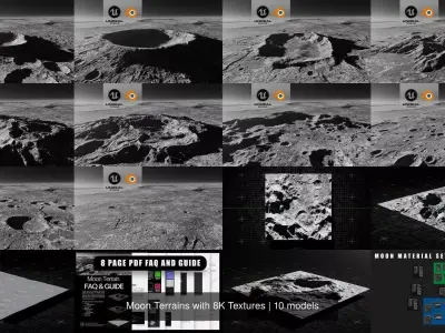 Moon Terrains with 8K Textures 3D Model Pack