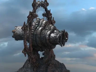 Sci Fi Alien Mountain array  3D model