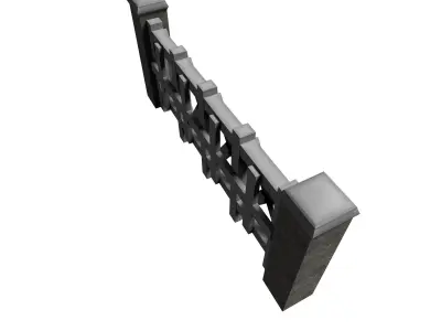 Wooden and stone wall fence set Low-poly 3D model