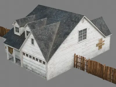 Abandoned Residential House v3 Low-poly 3D model