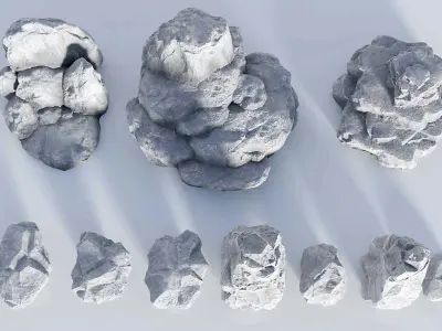 10 Sharp Rock - Stone - Boulder Collection Low-poly 3D model
