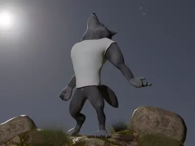 Werewolf wolf Low-poly 3D model