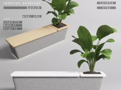 interior - exterior bench Low-poly 3D model