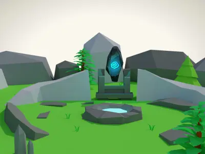 Low Poly Healing Power Scene Low-poly 3D model