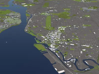 Buffalo USA 50x50km City Map 3D model