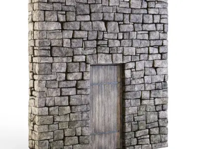 Forge Stone Wall with Door 3D model