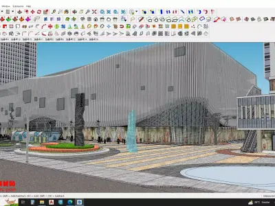 Hotel Building along with Shopping mall Sketchup model 3D model