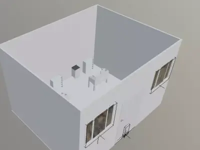 A BANK house with windows and doors Low-poly 3D model