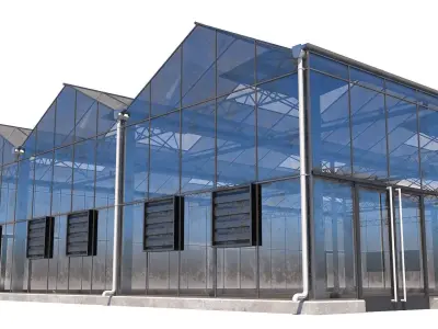 Greenhouse with two windows Low-poly 3D model