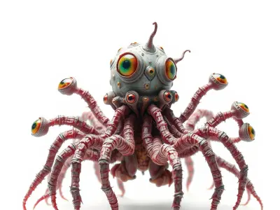 Alien Cephalopod Creature model pack with detailed tentacles ... Low-poly 3D model