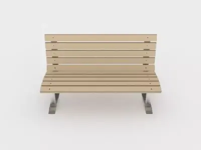 Wood and metal park bench 3D model
