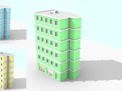low poly apartment building Free low-poly 3D model