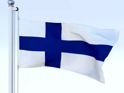 Animated Finland Flag Low-poly 3D model