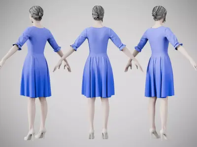 Dress 06 Very Light Blue Low-poly 3D model