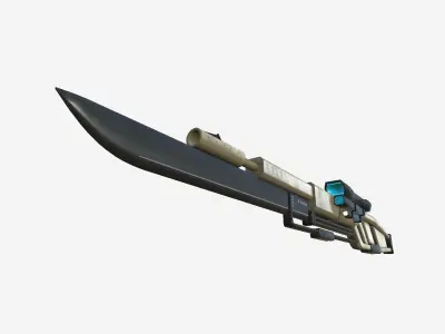 SciFi Sniper Gunblade A07 White - Fiction Weaponry Low-poly 3D model