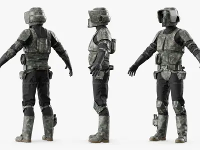  Star Wars Scout Trooper Armor Forest Camouflage Rigged for Maya 