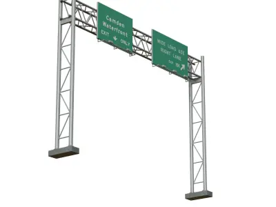 Highway Sign 04 Low-poly 3D model
