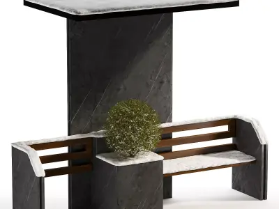 Snowy Dual Access Bench 3D model