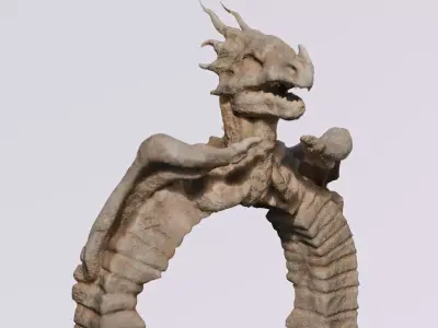 Ancient Dragon Portal  Fantasy GameReady FBX Low-poly 3D model
