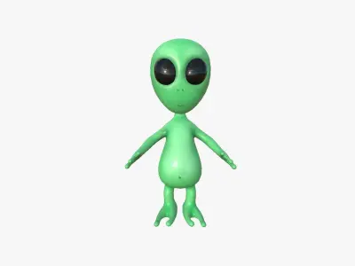 Cute Alien A01 Green Black - Simple - Character Design Low-poly 3D model